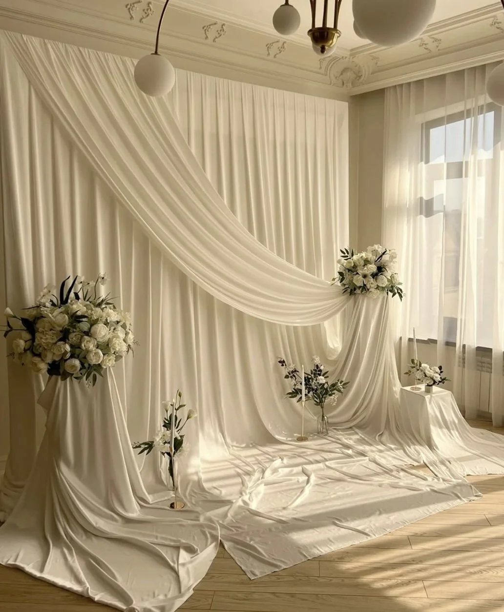 Draping for sweetheart table area